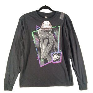 NWT JURRASIC WORLD Long Sleeve T-Shirt Solid Black w/ Print Size S